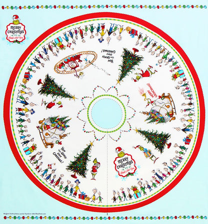 Back in stock - Panel - Robert Kaufman - Dr. Seuss - Grinch Holiday Christmas Tree Skirt Panel on