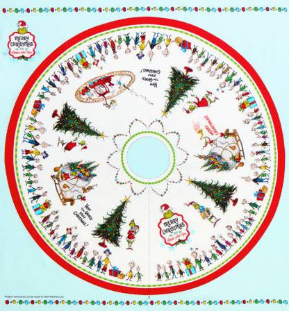 Back in stock - Panel - Robert Kaufman - Dr. Seuss - Grinch Holiday Christmas Tree Skirt Panel on