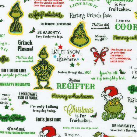Finally Back in Stock!!  Robert Kaufman - Dr. Seuss - Christmas - How the Grinch Stole Christmas -  Letters