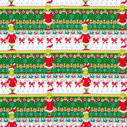Robert Kaufman - Dr. Seuss - Christmas - How the Grinch Stole Christmas -  Christmas border stripe