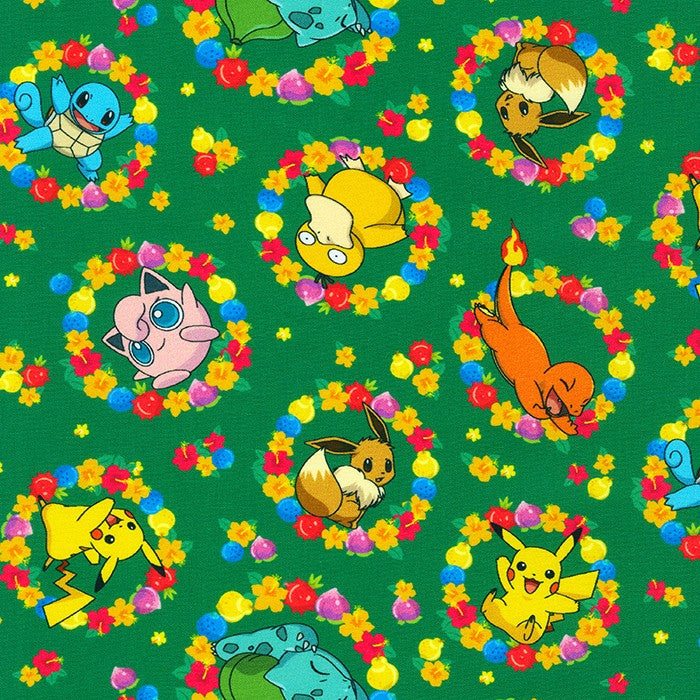 Pokémon - Sunny Days Pokemon - Green  - Robert Kaufman Fabrics
