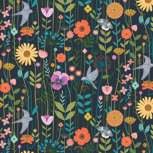 Dashwood Studio - Volière - Prairie - Beaux oiseaux et fleurs sur un fond luxuriant