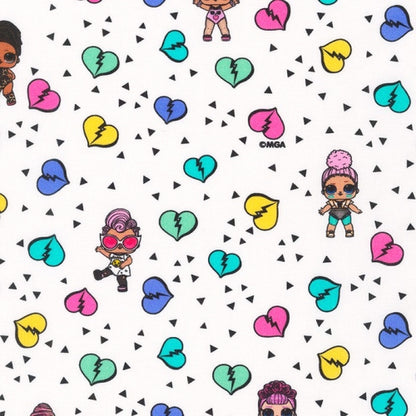 Last 44” x width of fabric - just over a full metre - LOL Surprise -  LOL Surprise - Totally Awesome - Broken Hearts on White - by Robert Kaufman