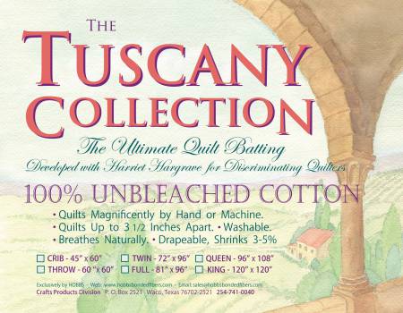 Batting Tuscany Unbleached Cotton - Throw size