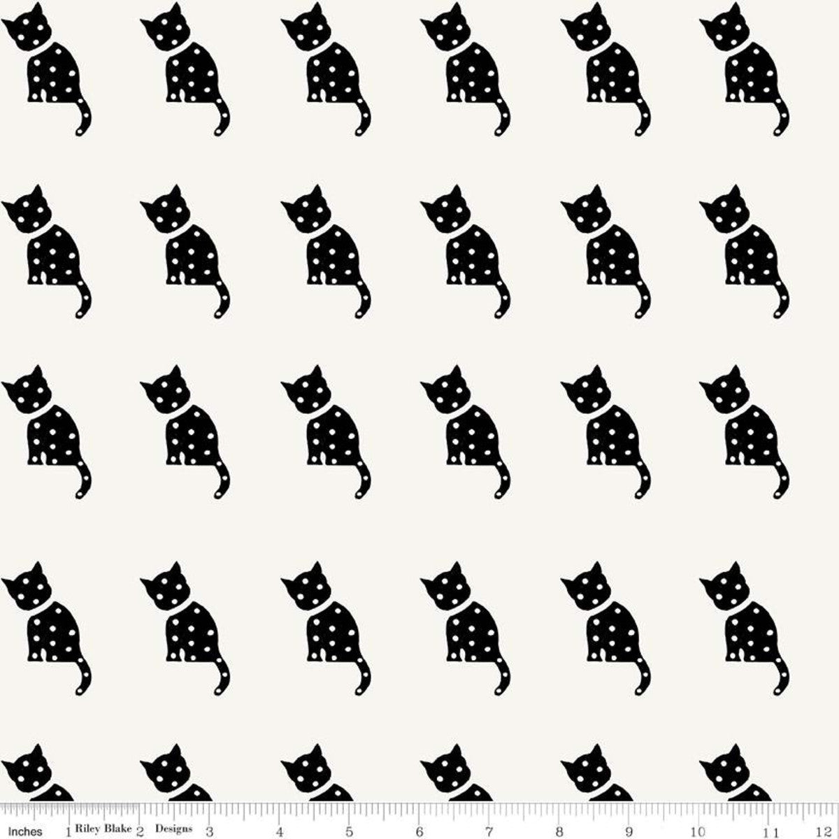 Riley Blake - Old Made - Cat Stamp -  White - by J. Wecker Frisch