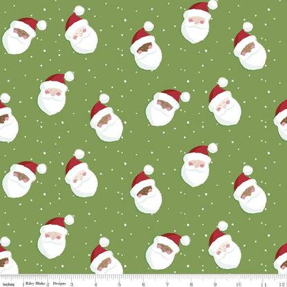 Riley Blake - Holly Holidays - Santas - Basil