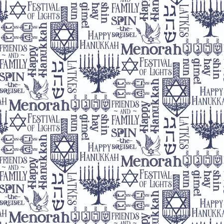 Riley Blake - Festival Of Lights Symbols (Hanukkah) - White