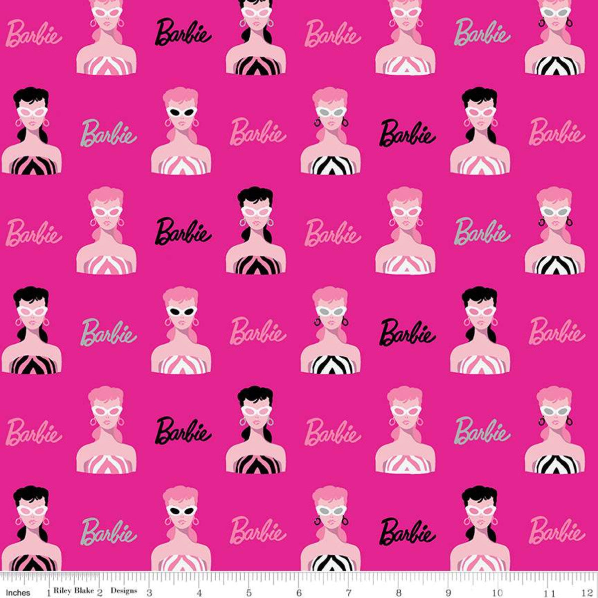 Last cut approx 9"  x Width of fabric - Barbie Main Hot Pink  - Riley Blake