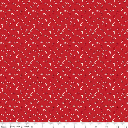 Last cut 15.5" x width of fabric - Riley Blake - Santa Claus Lane - Candy Canes - Red