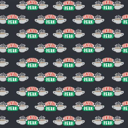 Tissus Camelot - Amis - Logo Central Perk - sur noir