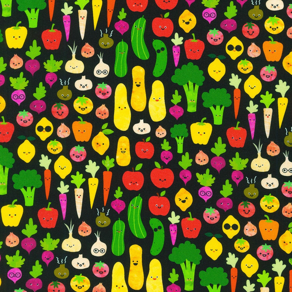 Last 14" x Width of fabric - Chili Smiles - Farm to Table - Black - by Ann Kelle Designs for Robert Kaufman
