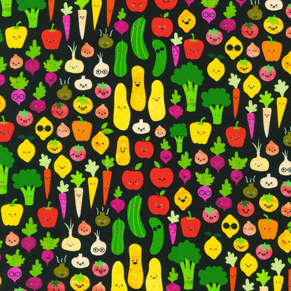 Last 14" x Width of fabric - Chili Smiles - Farm to Table - Black - by Ann Kelle Designs for Robert Kaufman