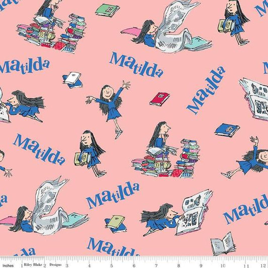 Last cut from bolt - 15" x width of fabric - Matilda Pink/Coral Main Print - Riley Blake