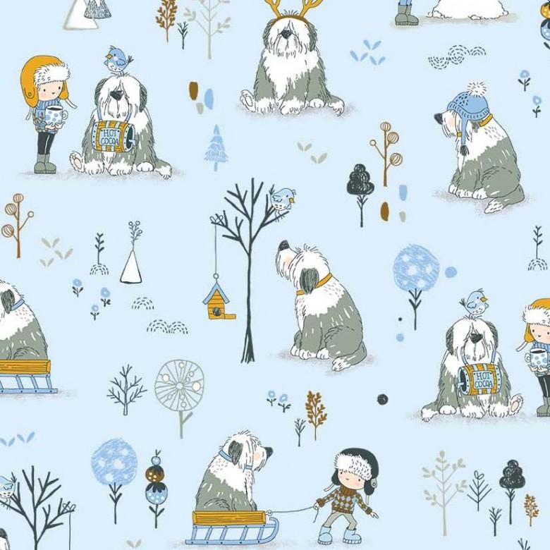 Michael Miller Fabrics  - Winter Days Sled Dog
