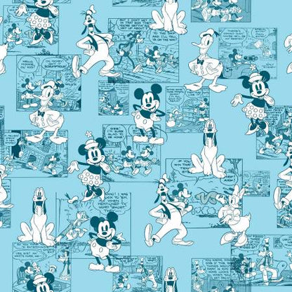 Last cut from bolt - Approx 19" x Width of fabric -   Springs Creative - Disney - Sensational Six - Comic Strip - Blue