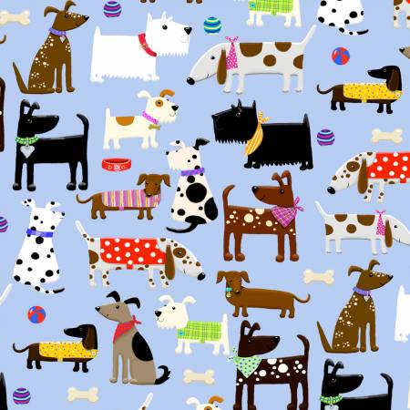 Back in stock - Flannel - Blue - Dogs Comfy Flannel - Priced per half metre