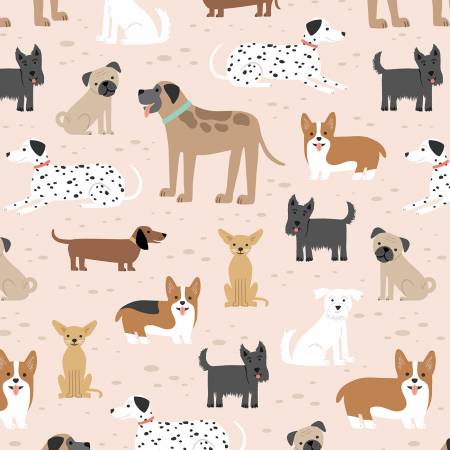 Back in Stock- Flannel - Beige Dogs Comfy Flannel - Double Brushed - Priced by the Half Metre