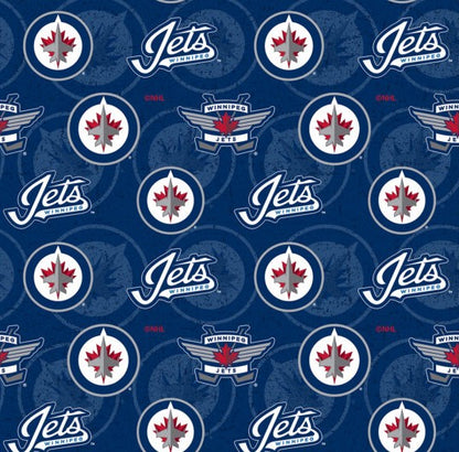 New for 2022 - NHL Hockey Teams - Winnipeg Jets - Quilting Cotton - Per Half Metre
