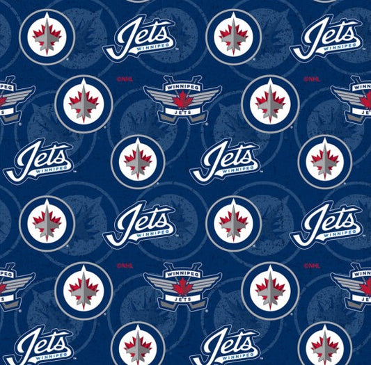 New for 2022 - NHL Hockey Teams - Winnipeg Jets - Quilting Cotton - Per Half Metre