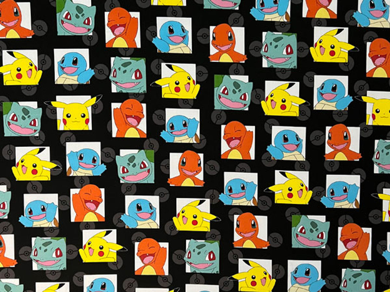 Pokémon - Starter Pokemon - Robert Kaufman Fabrics - Black