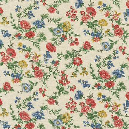 Cotton Flax Prints - Floral -  Natural - by Sevenberry for Robert Kaufman
