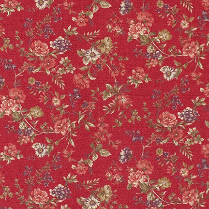 Cotton Flax Prints - Floral - Red - by Sevenberry for Robert Kaufman