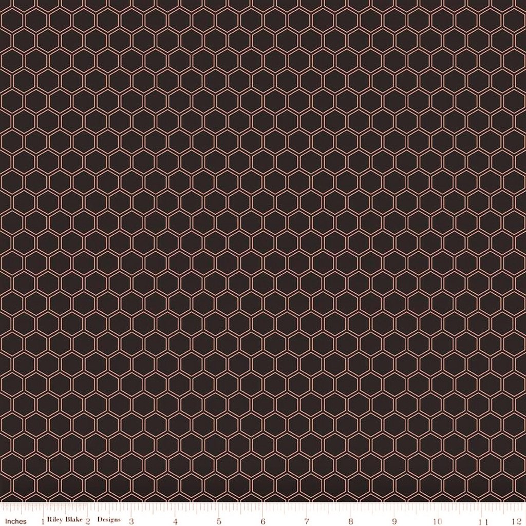 Black Fabric with Gold Honeycomb pattern