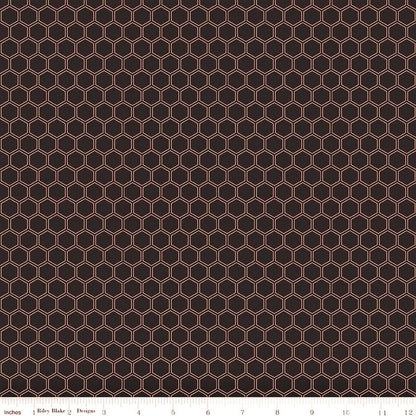 Black Fabric with Gold Honeycomb pattern