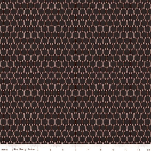Black Fabric with Gold Honeycomb pattern