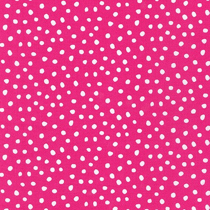 Last cut from bolt approx 14.5" x width of fabric  - Robert Kaufman - Bright Pink with white Dots  - Dot and Stripe Delights Line by Robert Kaufman Fabrics