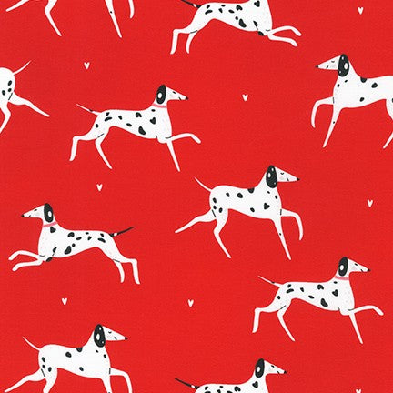Moustaches et queues - Dalmatiens sur rouge - par Robert Kaufman