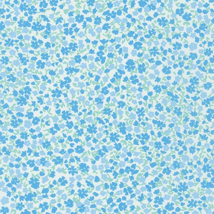 Cotton Lawn - London Calling - Floral in Sky (pale blue) by  Robert Kaufman