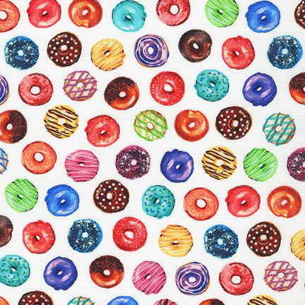 Robert Kaufman - Sweet Tooth - Small Donuts - white - Sold by the half metre