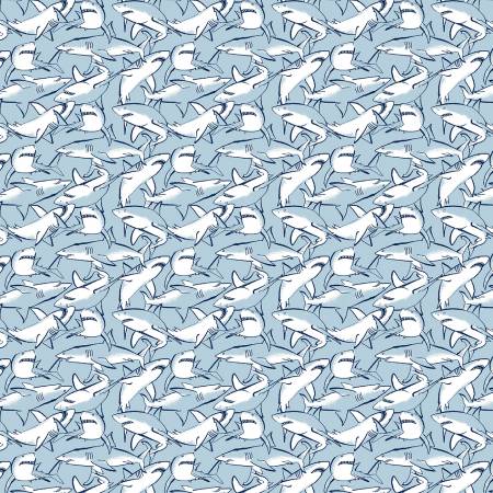 Dear Stella -  Bootylicious Collection - Starlight Sharks - priced per half metre