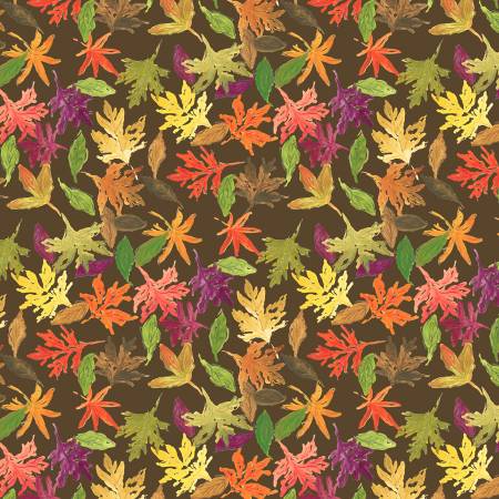 Dear Stella  - Falling Leaves - Asphalt - Pumpkin Spice by Caitlin Collection