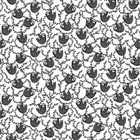 Last cut from bolt - Full Yard - Dear Stella  -  ABC Menagerie - Sloths - White