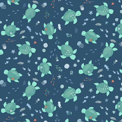 Last 15” x width of fabric - Dear Stella  - Shell We Dance - Turtle Time - Hydro