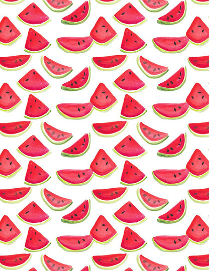 Last cut from bolt - approx 13”x width of fabric - Dear Stella  -  American Summer Collection - Watermelons - White
