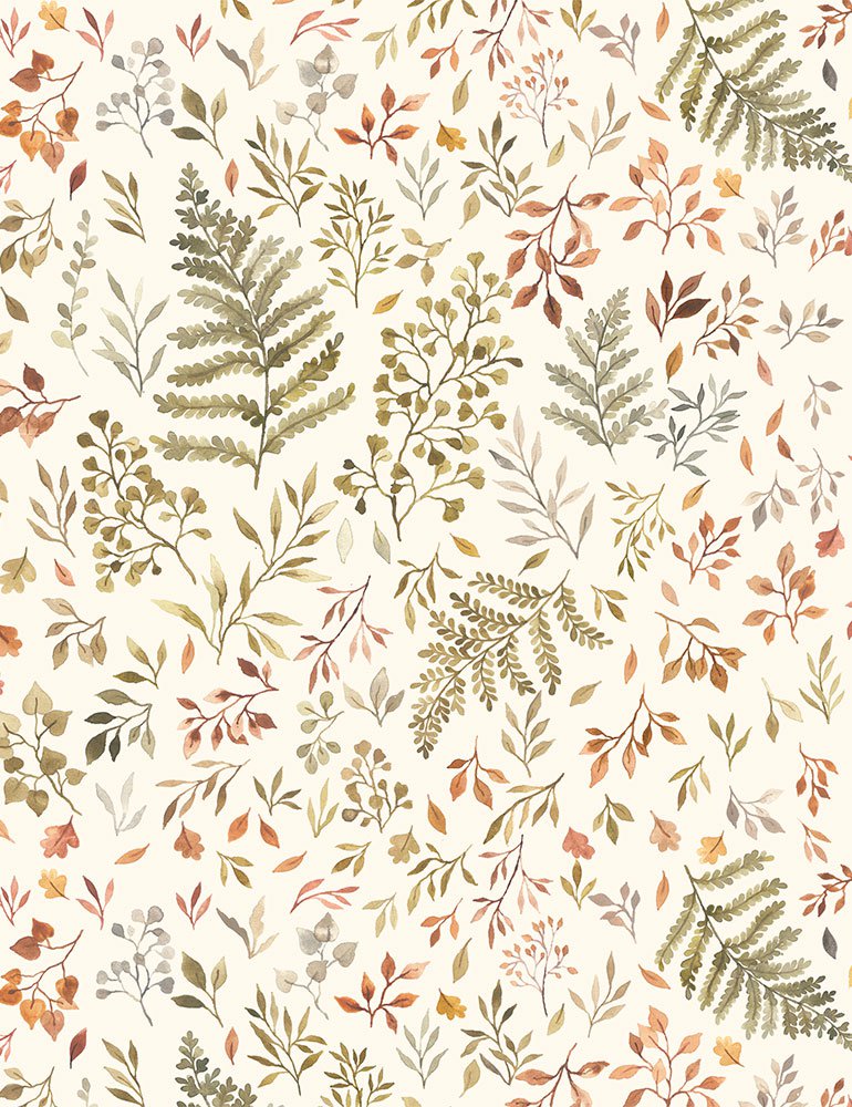 Dear Stella - Little Fawn and Friends - Autumn Fern &  Leaves - Cream