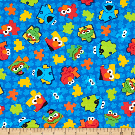 Sesame Street - Puzzle Pieces Royal Blue