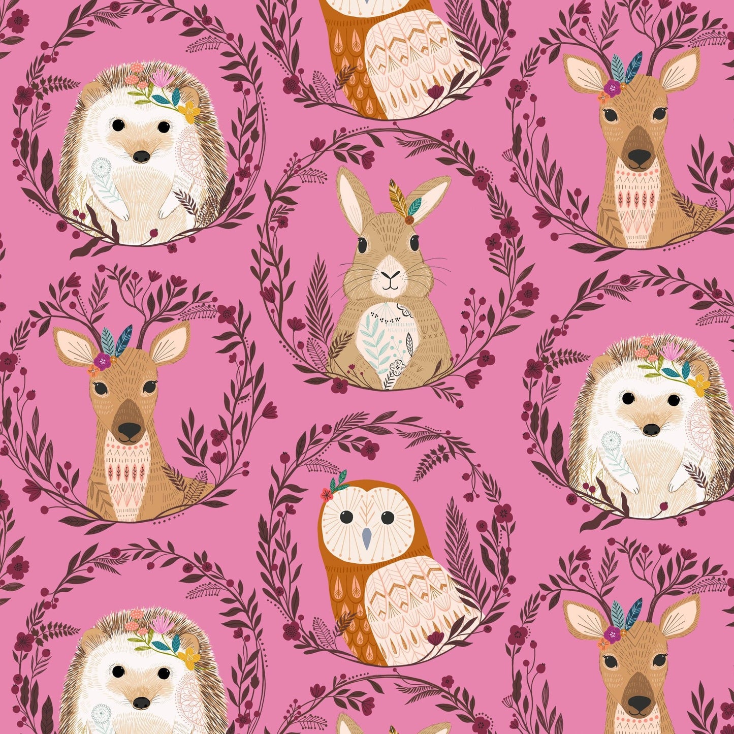 Dashwood Studio - Wild- Forest Friends - Floral Medallions - Pink