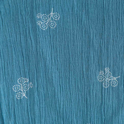 Last cut from bolt - Approx 15" x Width of fabric - Katia - Bambula  - Flowers - Prov Blue