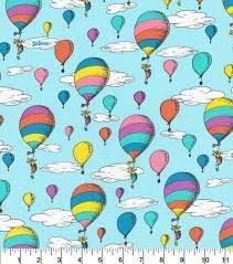 Dr. Seuss - "Oh The Places You'll Go!" Balloons Cotton -  by Robert Kaufman