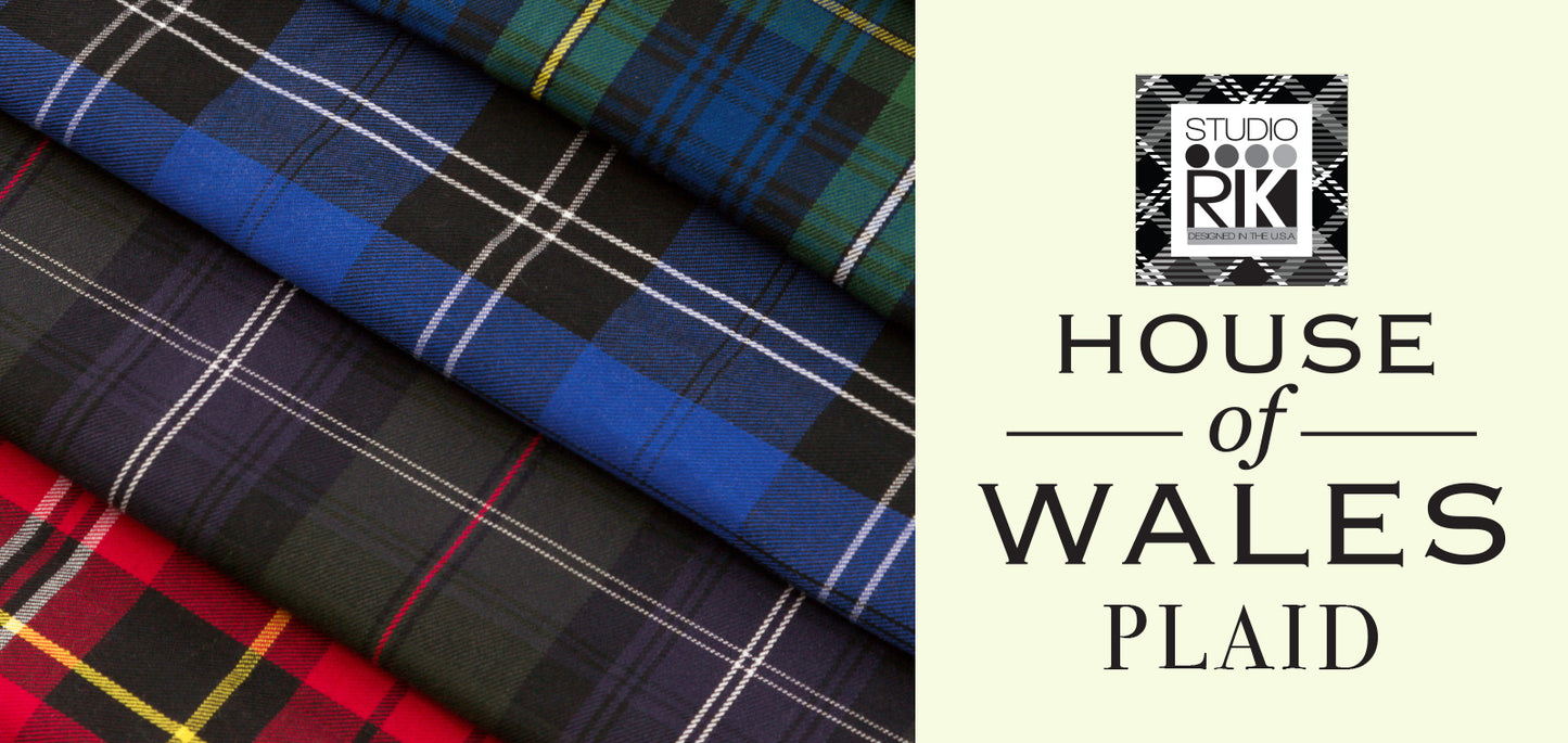 House of Wales Plaid Collection by Robert Kaufman - Black Plaid (Red and Black )