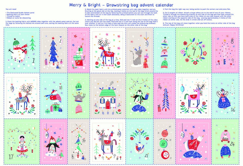 Panel - Dashwood Studio  - Merry & Bright Drawstring Bag Advent Calendar