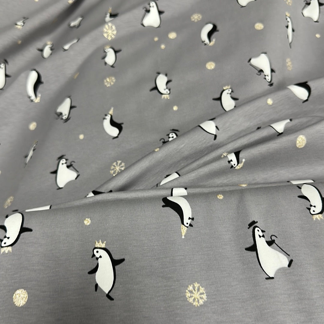 Knit - Katia Fabrics - Gold Penguins Xmas Jersey - Metallic
