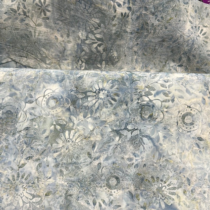 Last cut from bolt - 19" x width of fabric - Robert Kaufman Artisan Batiks - Smoky Grey Blue - Petals