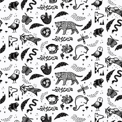 Last full yard x Width of fabric - Dear Stella  -  ABC Menagerie - Creatures - White