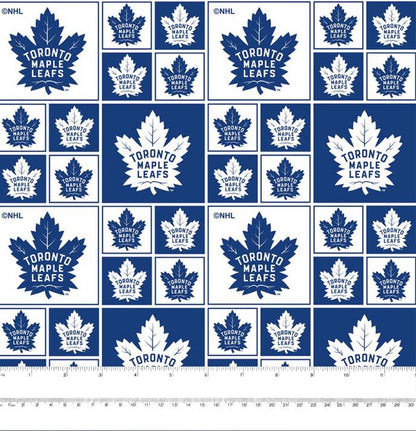 Last cut approx 12"  x Width of fabric -  NHL Hockey Teams - Toronto Maple Leafs - Quilting Cotton