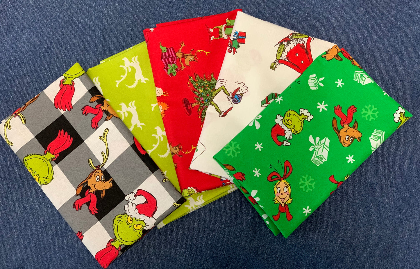 Robert Kaufman - Grinch Christmas Fabrics  - Fat Quarter Bundle